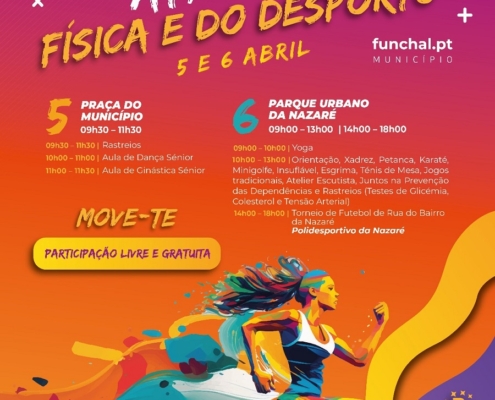 Funchal comemora Dia Mundial da Actividade Física e do Desporto com eventos em três locais: Praça do Município, Parque Urbano da Nazaré e Polidesportivo da Nazaré