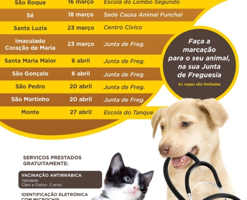 1º Campanha de Vacinação para cães e gatos de 2024 arranca sábado, 16 de março
