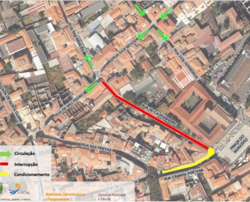 Reabertura da Rua de São Pedro: alterações temporárias na Rua do Castanheiro e rua Câmara Pestana